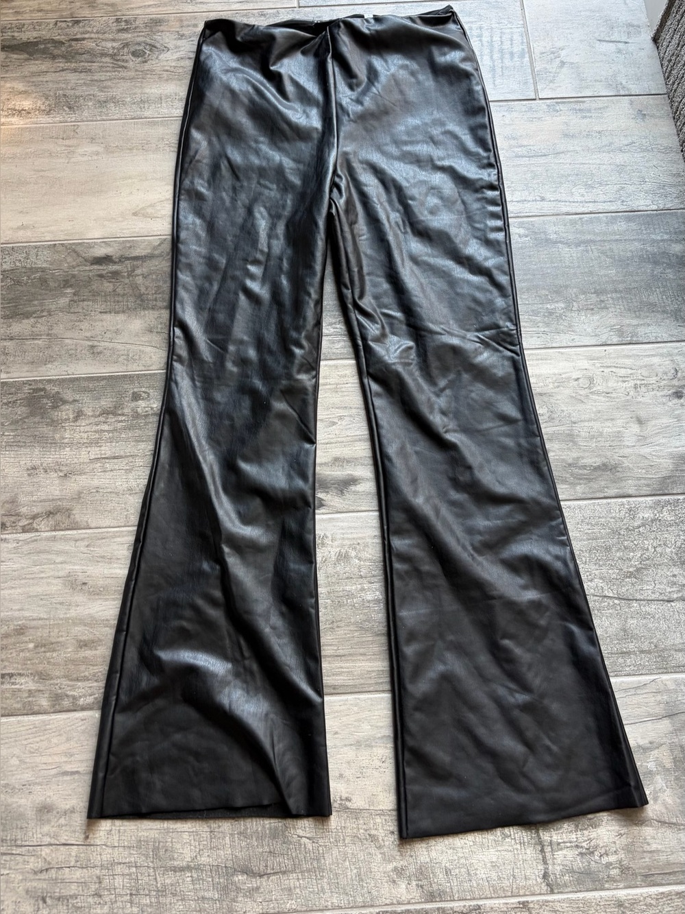 bagatelle Black Faux Leather Flare Pants
